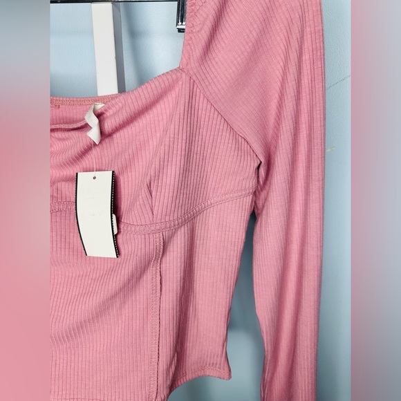 Lush NWT long sleeve square neck pink size Large - Picture 2 of 4